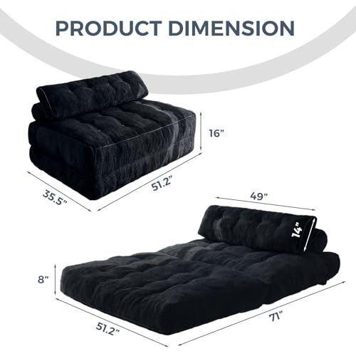 Folding Sofa Bed (Black / Full)