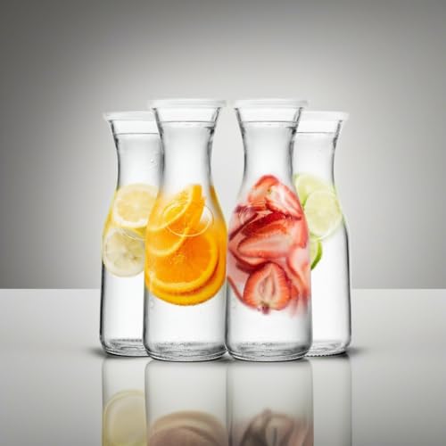 Glass Carafes with Lids (Set of 4, 1 Liter)