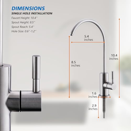 Drinking Water Faucet for RO System and Bar Sink (Brushed Nickel)