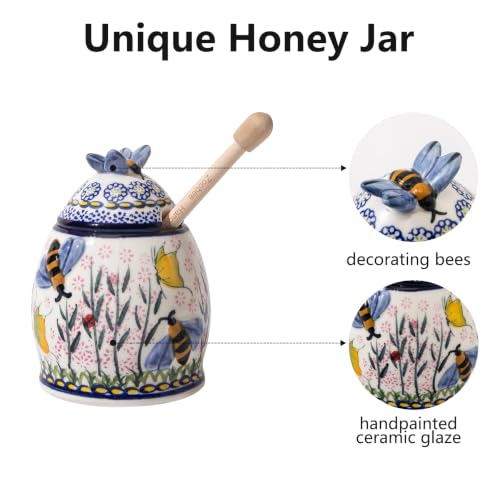 10oz Lavender Allure Ceramic Handpainted Honey Pot (Lavender Allure)