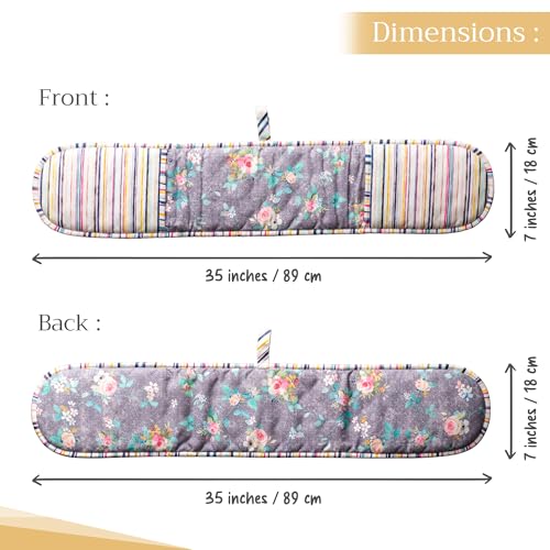 Double Oven Mitts 100% Cotton Double Oven Glove (118 - Sweet Rose Lavender / 7" x 35" (Double Oven Mitt))