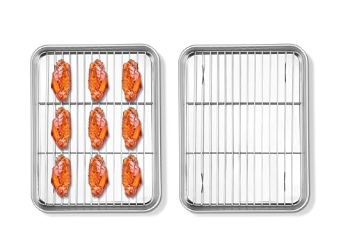 10x8 Inch Small Stainless Steel Baking Sheet with Cooling Rack Set (10.4x8.1x1)