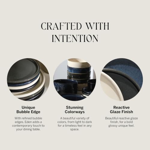 Eden 24 Piece Dinnerware Set Stoneware (Dark Blue / 24-Piece - Service for 8)