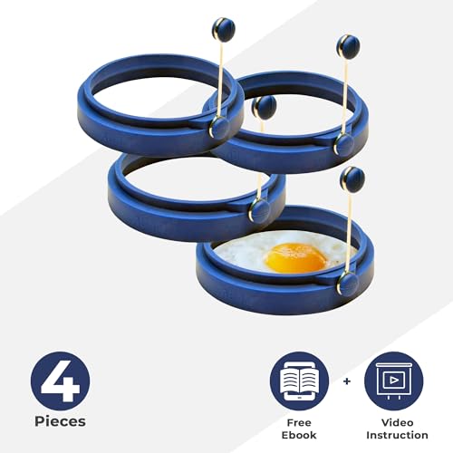 PROFESSIONAL Silicone Egg Ring (Blue 4-Pack)