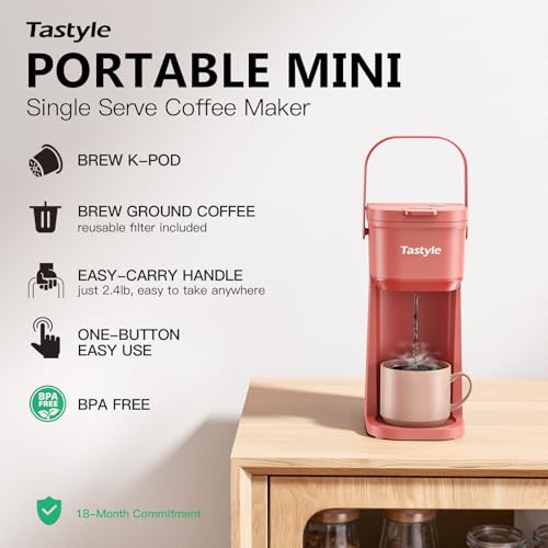 Single Serve One Cup Coffee Maker (Salmon Pink)