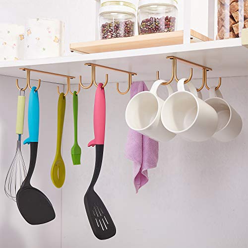 Mug Rack Under Cabinet (Gold / 2 Pack)