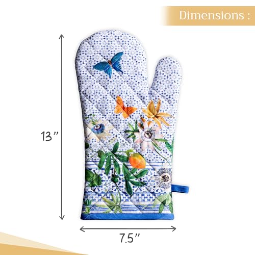 Maison d'Hermine Oven Gloves 100% Cotton Oven Mitt (087 - Passiflora / 7.5" x 13" (Oven Mitt))
