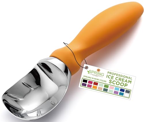 Heavy Duty Metal Ice Cream Scoop with Soft Grip Handle