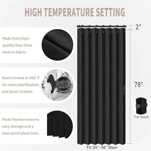Closet Door Curtain Room Divider Drapes (Black / 39"W x 78"L (Pack of 1))