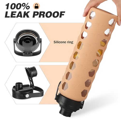 Glass Water Bottle (Amber / 32 Ounces)