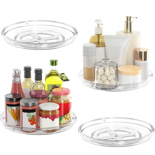 4 Pack Lazy Susan Organizer 9 inch Lazy Susan Turntable for Cabinet (Clear / 9 inch 4 pack)
