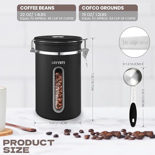 Coffee Canisters with Window (Black / 22 oz)
