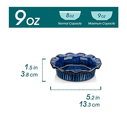 Ceramic Mini Pie Pans Set of 6 (Blue)