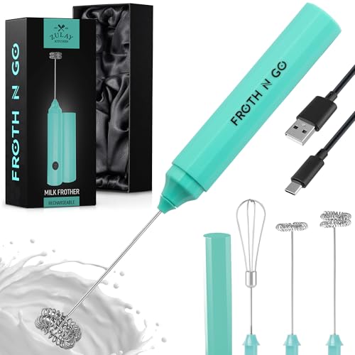 Zulay Froth N Go Milk Frother (Electric Aqua / Rechargeable Frother)