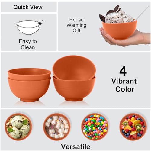 wheat straw small bowls 10oz set of 8 (10 oz / Orange)