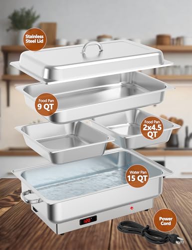 Electric Chafing Dish Buffet Set (1 Full-Size + 2 Half-Size)