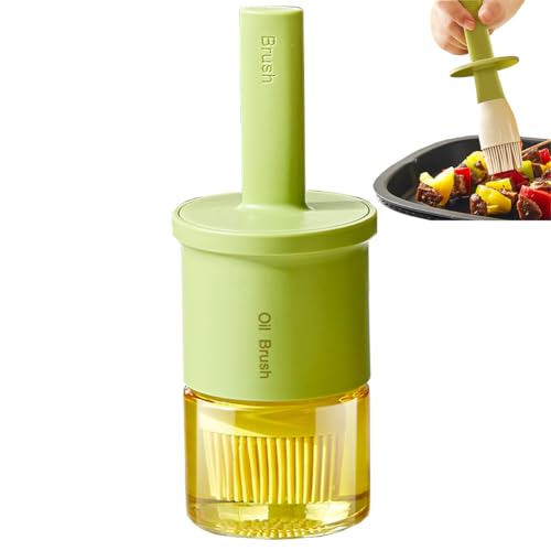 Glass Oil Dispenser with Heat Resistant Brush (Oil Dispenser-Green)