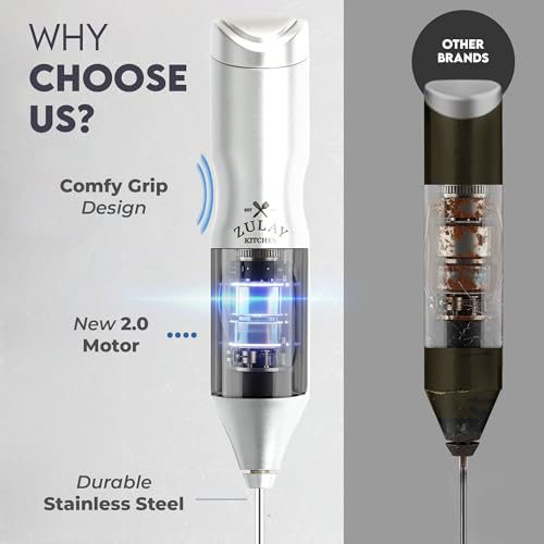 Powerful Frother Wand AA Batteries Included (Graphite Silver / Majestic Frother)