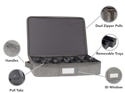 Flatware Storage Box with Removable Trays (Grey Heather / 15W x 11D x 3H)