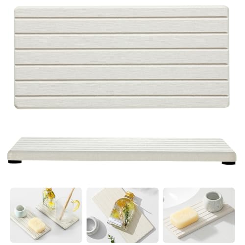 2 Pack Greige Bathroom Sink Vanity Trays (2pcs - 8"x 3.8" - Beige)