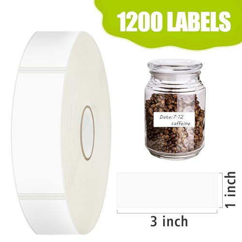 1200 Blank Removable Freezer Labels with Perforation Line for Easy Distribution and Use. Waterproof and Oil (1200 Pcs - 1 "x 3")