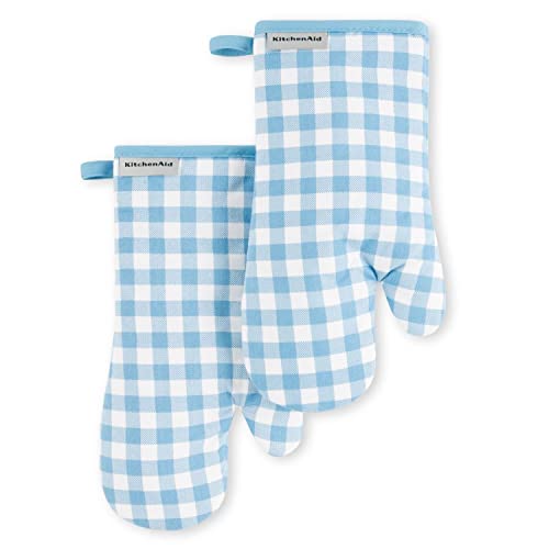 Gingham Oven Mitt 2 (Blue Velvet / 7"x13")