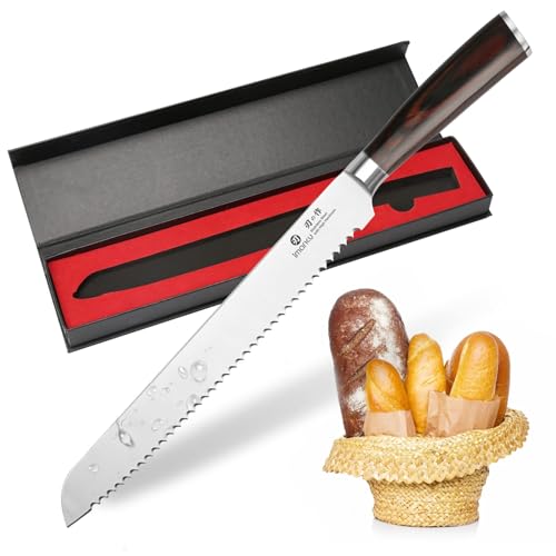 Bread Knife 10 In German Professional Homemade Bread Slicing Knife (Dark Brown)