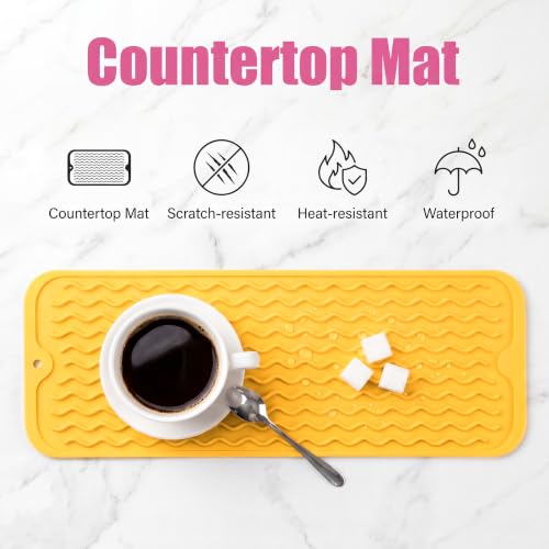 Silicone Dish Drying Mat for Multiple Usage (Yellow / 17"L x 6"W)