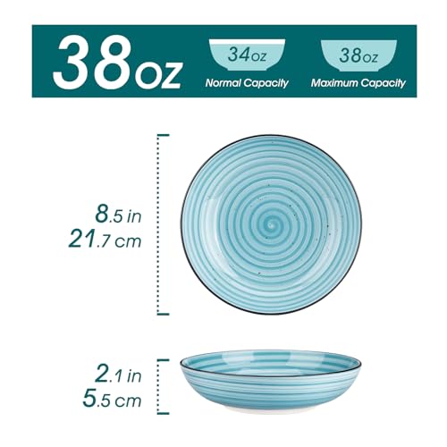 Bonbon Pasta Bowls Set of 6 (Blue / 38 Oz)