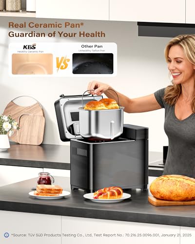 710W 2LB Bread Maker Dual Heaters (Black Stainless Steel)