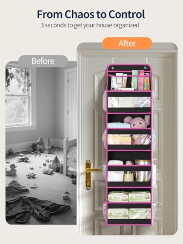 5 Tier Over the Door Organizer (Pink and Black / 5 Tier)