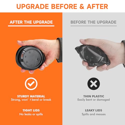 100 Pack 16 oz Disposable Coffee Cups with Lids and Sleeves (Black / 16 oz)