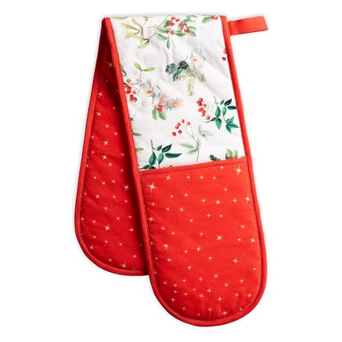 Double Oven Mitts 100% Cotton Double Oven Glove (107 - Noel / 7" x 35" (Double Oven Mitt))