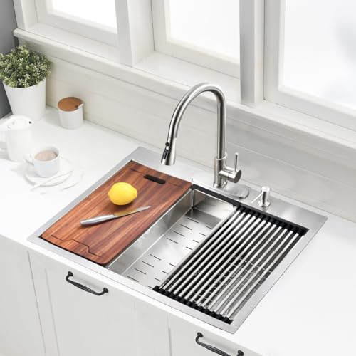 28 Inch Drop In Kitchen Sink (28"L x 22"W x 10"D / Stainless Steel -TS( 28*22))