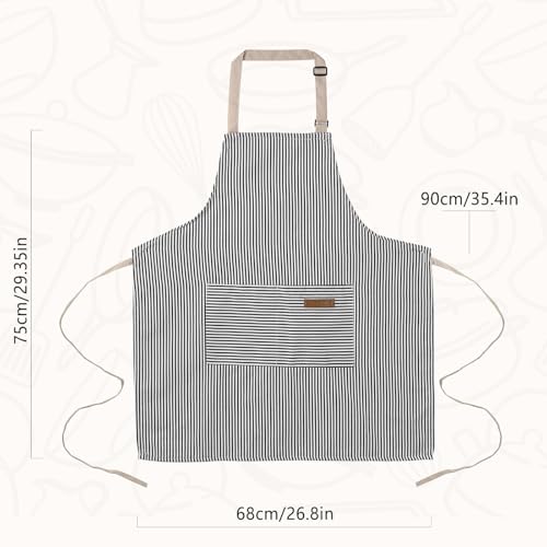 2 Pack Cooking Aprons Adjustable Bib Apron for Women with 2 Pockets (2 Count)