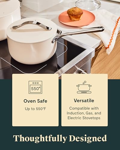 Non Stick 3 qt Ceramic Sauce Pan with Lid (Black / 3 Quarts)