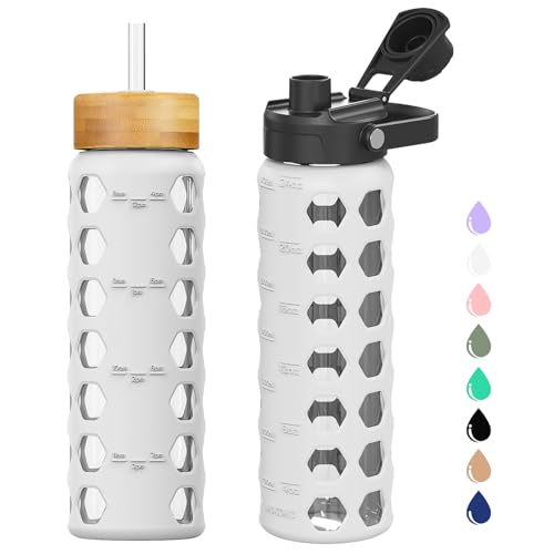 Glass Water Bottle (White / 24 Ounces)