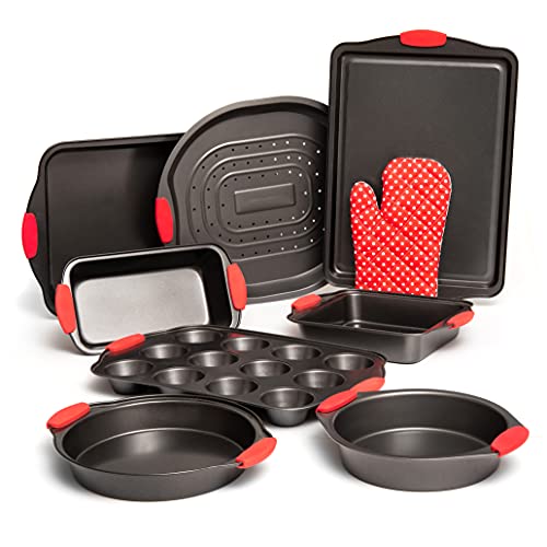 9 Piece Baking Pans Set Non Stick (Black)