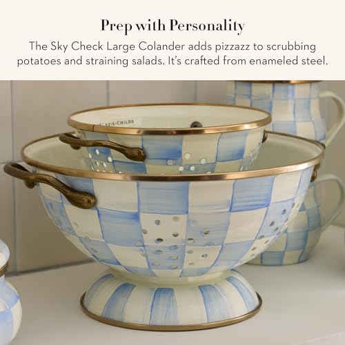 Enamel Colander (Large / Sky Check)