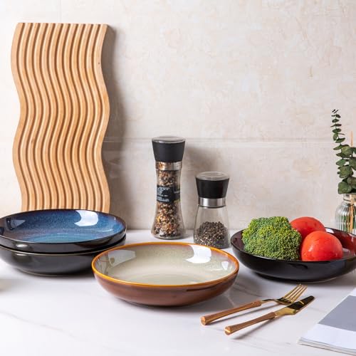 9.0" Ceramic Pasta Bowls Set of 4 (Set of 4 / Colorful)