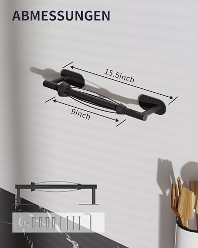 Black Paper Towel Holder Under Cabinet with Damping Self Adhesive (Matte Black / One Hand Tear Holder)