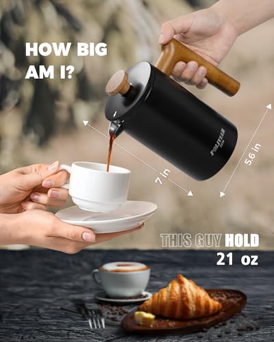 POLIVIAR French Press Coffee Maker (Black / 21 oz)