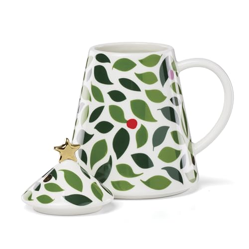 Evergreen Figural Tree Christmas Mug with Lid (Figural Tree Lidded Mug)