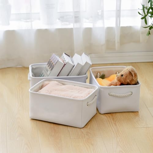 Storage Bins for Shelves (White Color / 3PCS/Medium -13.8Lx9.8Wx6.7H)