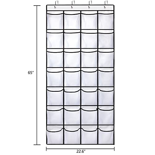 28 Large Pocket Over the Door Shoe Organzier (White-1 pack of 28)