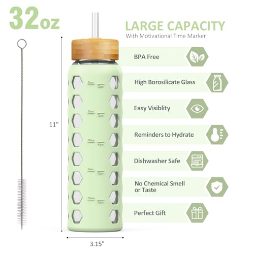 Glass Water Bottle (Mustard / 32 Ounces)