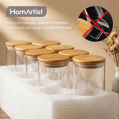 Round Glass Storage Containers with Bamboo Lids for Pasta & Flour (5 Count)