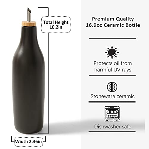 Ceramic Olive Oil Dispenser for Kitchen (Black)