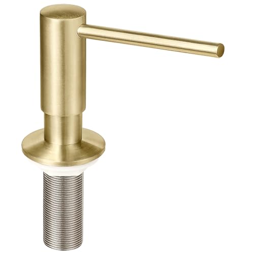 Brushed Gold Built in Dish Soap Dispenser for Kitchen Sink with 17 OZ PET Soap Bottle Refill from The Top