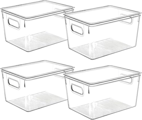 Clear Plastic Storage Bins with Lids (11 X 7.5 X 6)